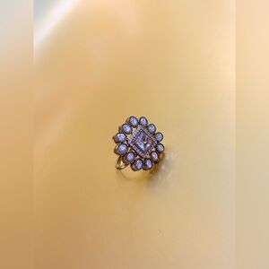 Elegant Silver and Purple Gemstone Ring adjustable